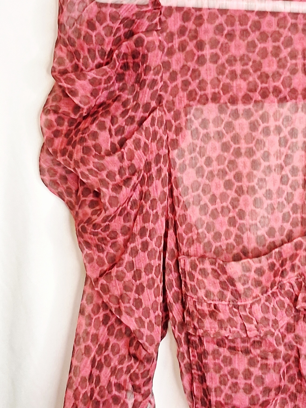 Misa Los Angeles Anika Mini Dress In Cardinal Tile Print S Sheer Chiffon Boho - Picture 4 of 12